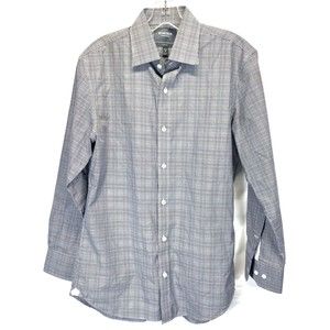 Bonobos Men's Dress Shirt 15.5-32 Blue/Black Plaid Slim Fit Button Up RN128054